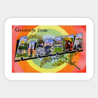 Greetings from Alabama - Vintage Large Letter Postcard Sticker